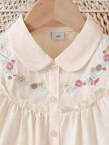 Áo sơ mi trắng tay ngắn cổ bẻ dáng thường ngày cho bé gái, thích hợp mặc mùa hè. - Màu be - Xem 4