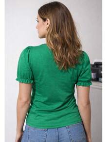 Women's Brazil Green T-Shirt With Shiny Rhinestones And A Stylish Map Of Brazil Print - 巴西綠色地圖上的水鑽 - 查看 7