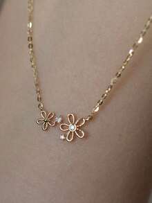 1 chiếc dây chuyền mặt dây hình hoa rỗng tối giản bằng bạc Sterling S925 đính đá Zirconia, món quà trang sức đa năng dành cho phụ nữ, bạn gái, quà sinh nhật. - Hoa rỗng ruột 1 - Xem 3