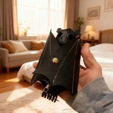 Handmade Gothic Style Bat Wing Coin Purse - Hand-Sewn Bat Wallet With Zipper Coin Pocket And Keychain, Suitable For Bags And Belts - Fashion Accessory - Black - View 8