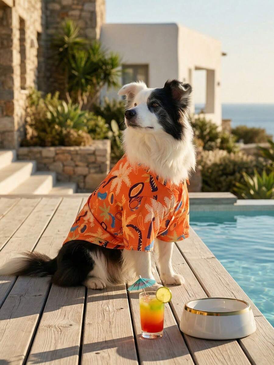 Casual Shirt - Breathable Lightweight Dog Summer Clothes, Small/Medium/Large Dog Summer Shirt, All-Over Printed Dog Apparel - Multicolor - View 1