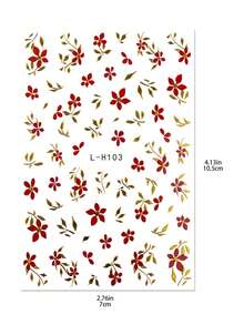 4pcs Vivid Red & Pink Rose Nail Art Stickers - Gold Red Rose & Cherry Blossom English Love Heart Nail Decals, Suitable For Spring, Valentine's Day, Wedding, Date, DIY Nail Decoration, Y2K - Multicolor - View 9