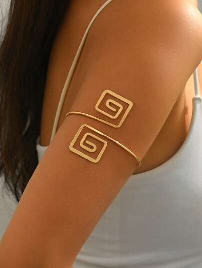 1개 보헤미안 스타일 기하학적 라인 서클 암 커프 팔찌, 여성 암밴드, 해변 파티, 댄스, 결혼식, 일상 착용에 적합