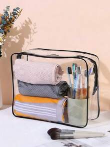 10pcs/Set Women's Large Capacity Zipper Cosmetic Travel Organizer Bag - High Quality Makeup Bag & Toiletry Bag, Lightweight PVC Material, Easy-Clean Zipper Design, Suitable For Gym, Vacation, Commuting, Fashion Minimalist Design, Beauty Essential - Clear - View 2