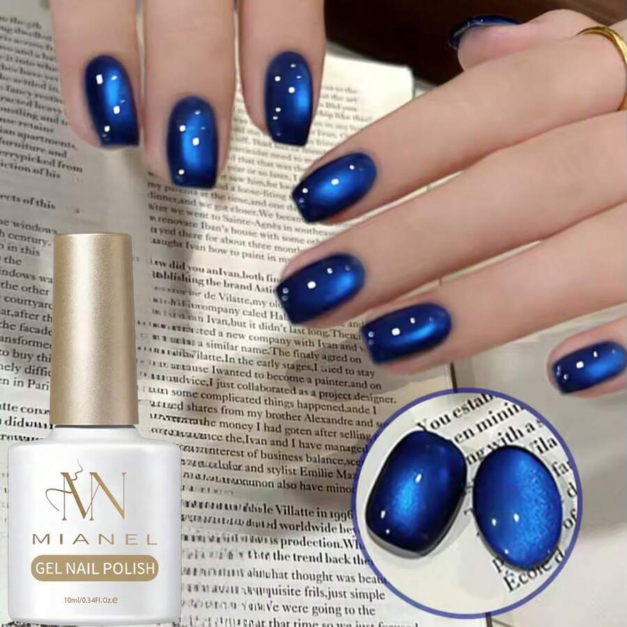 MIANEL 10ml 美白蓝色果冻指甲油，2026新款冰蓝色指甲油，适用于蓝色指甲、白色指甲、情人节指甲、春季指甲、夏季指甲，专业美甲沙龙产品