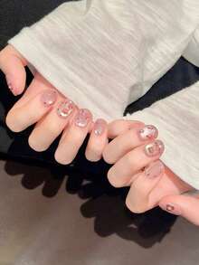 10pcs Handmade,Nail,Press On Nails,Valentine's Day,Gift,Spring And Summer Nails,Round Nails,Spring Nail,Nails Press On,Press On Nails Short,Fake Nails,Short Nails,Press On Nails Acrylic,Handmade Press On Nails,Detachable And Reusable ﻿ - Multicolor - View 5