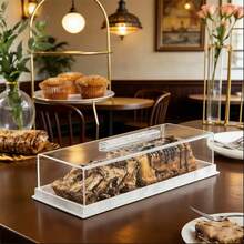 亚克力长方形蛋糕架，带透明展示盖，甜点托盘带盖，家用/派对用长方形蛋糕架 - 查看 10