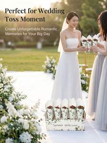1 Set Bohemian Style Wedding Confetti Cones, White Floral Print Paper Cone, Outdoor Lawn Wedding Petal Toss Tube, Wedding Aisle Decor, Can Hold Confetti/Petals, Bridal Shower Engagement Party Supplies - View 6
