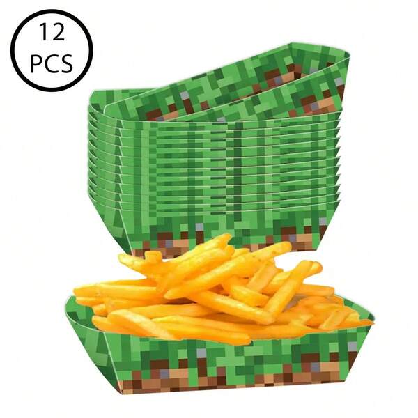 Minecraft 10 قطعة/20 قطعة/50 قطعة صواني طعام بموضوع البكسل، صواني بموضوع البني والأخضر، صواني ورقية عملية لتقديم الوجبات الخفيفة والوجبات، هدايا الحفلات، صناديق الوجبات الخفيفة، ديكور عيد الميلاد، لوازم حفلات الموضوع، اكسسوارات حفلة عيد ميلاد ألعاب الفيديو