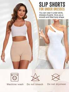 2pcs Women Shapewear Shorts, Friction-Free Seamless Panties, Slip Shorts Lining For Dresses - Multicolor - View 4