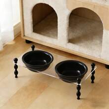 2 bát ăn và uống cho thú cưng bằng gốm sứ, hình đĩa bay, làm từ acrylic, bền và dễ vệ sinh, được nung ở nhiệt độ cao, thích hợp cho mèo và chó. - 300ml - Xem 8