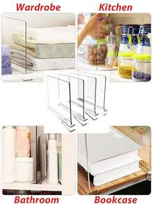 Bộ 1/2/4 tấm vách ngăn tủ quần áo bằng acrylic trong suốt, vách ngăn giá đựng đồ, vách ngăn ngăn kéo, dụng cụ sắp xếp tủ quần áo cho quần áo, ví trên kệ gỗ hoặc kệ đứng trong phòng ngủ, tủ quần áo, bàn làm việc, nhà bếp, văn phòng. - Nhiều màu - Xem 10