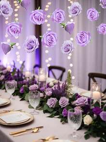 悬挂式紫色玫瑰仿真花 - 适用于婚礼拱门、新娘送礼会、花束、派对中心装饰和天花板装饰 - 是婚礼策划师和DIY爱好者的绝佳礼物，也适用于生日、毕业典礼、DIY婚礼装饰、新娘送礼会、婚礼花束、派对中心装饰、天花板装饰和情人节 - 單色 - 查看 8