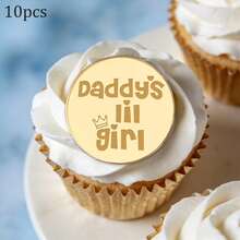 5 piezas/10 piezas Decoración de tapa de pastel "El mejor papá del mundo" de acrílico dorado para el Día del Padre, cumpleaños de papá, adecuado para decoración de pastel y postre del Día del Padre y cumpleaños de papá - Multicolor - Ver 16