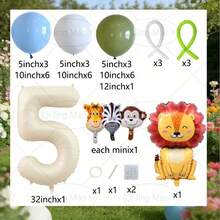 43 Pieces, Including 32-Inch Off-White Digital Numbers, Mini Giraffes, Zebras, Monkeys, And Large Lions, Suitable For Birthday Party Decorations For Ages 1–9, Baby Shower Decorations, Anniversary Decorations, And Photo Props, - View 6