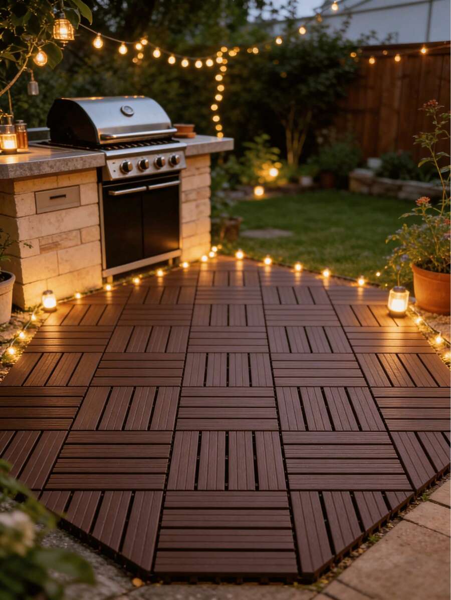 1/2/4pcs Garden Flooring, 30cm*30cm, Interlocking Stripe Pattern Tiles, Suitable For Decorating Pool, Balcony, Garden, Corridor, Water-Permeable - Vertical Stripes - View 1