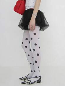 Polka Dot Sheer Tights – High Waist Stretchy Patterned Pantyhose For Women - Multicolor - View 5