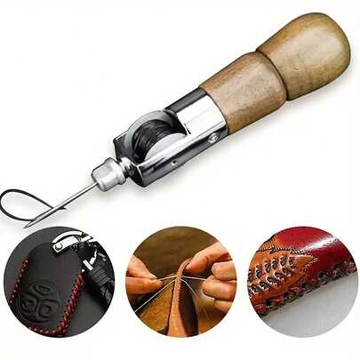 Kit de Aguja de Costura de Cuero con Cosedor Rápido, Herramienta de Reparación de Manualidades DIY para Lona y Zapatería, Incluye Máquina de Coser a Mano, Bobinas, Agujas y Hilo - Color Mixto