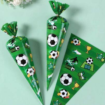 10/50 túi quà hình nón bóng đá, túi quà tặng sinh nhật chủ đề bóng đá, thích hợp để đựng trên khay, bao bì đồ dùng nhà bếp cho tiệc tùng, ngày Valentine.