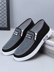 黑色春季新款男士乐福鞋 正式布鞋 一脚蹬透气防滑休闲帆布鞋 - 黑色 - 查看 3