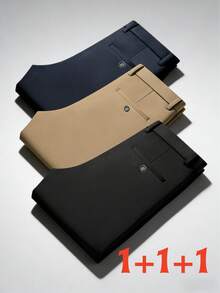 3 chiếc quần tây công sở nam, quần dài co giãn màu trơn, quần ống đứng thoải mái, thích hợp cho mùa xuân, hè, thu và đông. - Nhiều màu - Xem 2