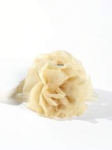 1个女士3D网状玫瑰花发夹，适合日常佩戴和派对场合，夏季发饰沙滩爪夹度假发夹，假日、旅行、节日、生日 - 黃色 - 查看 2