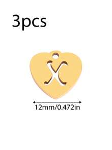 3个/套 心形吊坠 不锈钢英文字母吊坠 A-Z 字母饰品，适用于手工手链、耳环等珠宝制作 - 吊墜 - 查看 57