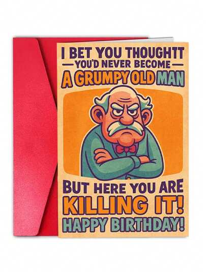 1 Adet Mizahi Doğum Günü Kartı, Özellikle Huysuz Yaşlılar İçin Tasarlanmıştır, Babaya, Dedeye veya Kocaya Hediye Etmek İçin Mükemmeldir. Önemli Doğum Günleri ve Kutlamalar İçin İdeal Bir Hediye, Yüzlerinde Gülümseme Yaratır ve Kendilerini Değerli Hissettirir, Zarf ve Kart Dahildir.
