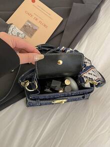 Mini Fashionable Versatile Contrast Color Casual Handbag, Women's Shoulder Crossbody Bag - Royal Blue - View 7