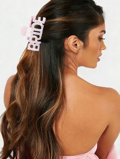 1个镂空“BRIDE”字母极简发夹，婚礼/单身派对/日常发型配饰，夏季沙滩发饰，度假发夹