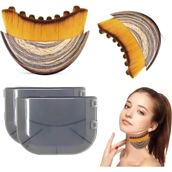 Brand New Lymphatic Contour Face Massage Brush, Ergonomic Design, Precisely Fits Skin, Relieves Fatigue, Suitable For Sensitive Skin, Lymphatic Edema, Swelling, Oval Shape And Bristle Design, Easy To Use (No Suction, Easy To Use), Can Be Used For Face Massage, Cleansing, Powder Blush, Face Cream And Body Lotion, Ideal Gift For Friends And Family