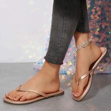 Womens Flip Flops Thong Sandals Shoes Flats For Ladies Slides Lightweight Slippers Summer Casual Beach Dressy Sandals - 玫瑰金 - 查看 3