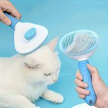 Cepillo de aseo para mascotas fácil de limpiar, adecuado para perros y gatos - Peine autolimpiante con función de eliminación de pelo con un solo clic, mango de plástico cómodo, diseño ergonómico, adecuado para eliminar el pelo de perro y aseo, accesorios de aseo para perros, herramientas de aseo para mascotas, accesorios modernos para mascotas, productos para mascotas duraderos - Gris - Ver 7