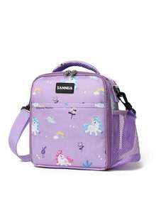 1pc Dinosaur Themed Insulated Lunch Bag, Unisex, Cute Insulated Lunch Box Set With Handle And Detachable Shoulder Strap, Reusable, Insulated Lunch Bag Set With Detachable Shoulder Strap Cooler Bag Waterproof Large Capacity Picnic Outdoor Picnic Bag Lunch Bag For Women School Supplies Camping Essentials - Multicolor - View 12