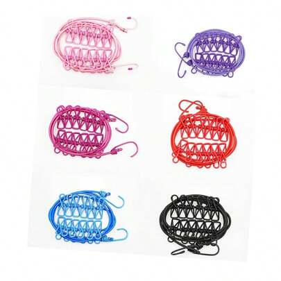 Stendibiancheria portatile con molletta e corda elastica, stendibiancheria da viaggio per famiglia di colore nero, per campeggio all'aperto, appendere asciugamani, calze, ecc.