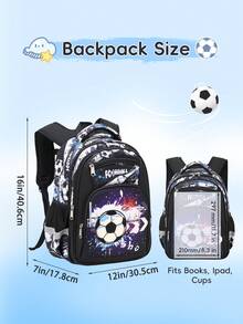 Ba lô bóng đá màu đen 2047, cặp sách trẻ em cá nhân hóa. - bóng đá đen - Xem 6