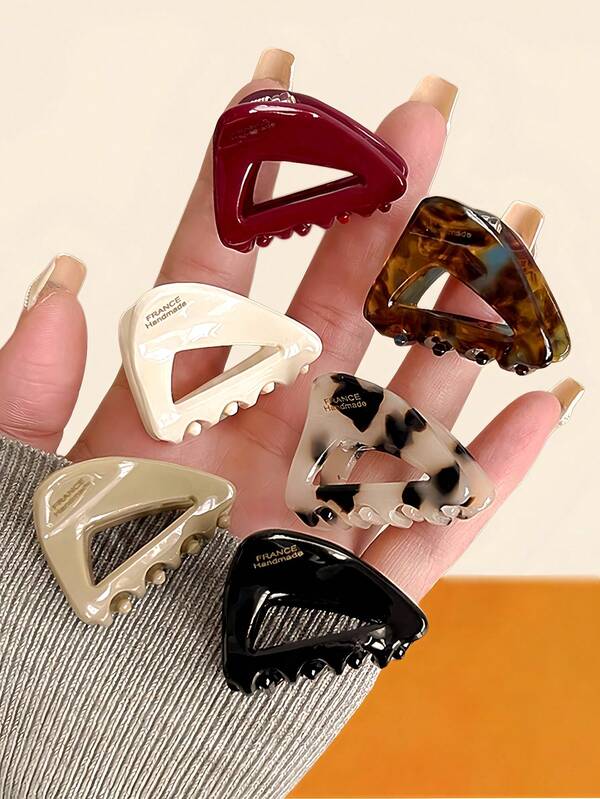 6pcs Amber Color Acetate Mini Hair Clips, Vintage Minimalist Letter Design, Suitable For Women, Summer Hair Accessories, Beach Hair Clips, Holiday Hair Clips