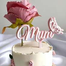 1 cái/3 cái Phụ kiện trang trí bánh kem bằng acrylic vàng "Chúc mừng Ngày của Mẹ" - Thiết kế hình bướm lấp lánh, Phụ kiện trang trí tiệc Ngày của Mẹ và sinh nhật mẹ. - nhiều màu - Xem 4