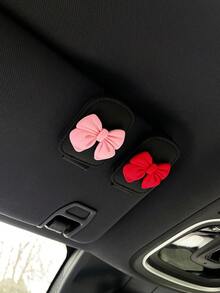 Creative Bowknot Car Glasses Clip, Sun Visor Mounted Fashion Glasses Storage Holder With Magnetic Attraction (Glasses Not Included) - A - View 10