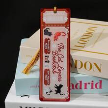 可爱猫咪爱好者读书俱乐部亚克力书签 - 复古票根设计，配金色流苏，送给猫妈妈和书虫的完美礼物 - SQ2745 - 查看 7