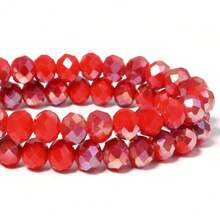1pc Faceted Abacus Bead Crystal Flat Bead Multi-Color Loose Beads, Fashionable Colorful Cute Electroplated Versatile All-Match DIY Beads For Bracelets, Necklaces, Jewelry Making, Phone Straps, Keychains - Semi-electroplated Red Porcelain - View 8