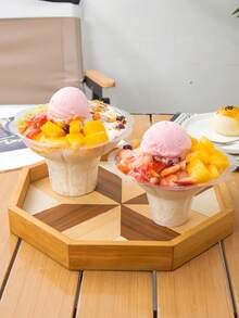 Coppetta di plastica per gelato da 320ml con manico, ciotola da dessert trasparente adatta per yogurt ghiacciato, insalata di frutta e ghiaccio tritato, coppetta per granita a tenuta stagna, adatta per feste e asporto - trasparente - Visualizzare 1