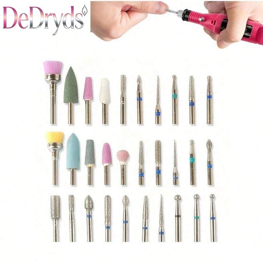 10/30pcs Diamond Nail Drill Bits Set For Electric Nail File, Professional Manicure Pedicure Cuticle Remover Cuticle Cutter Nail Art Tools Home Use Salon - Multicolor - View 1