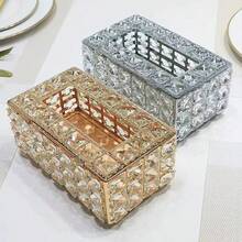 豪华家用纸巾架，闪亮水晶纸巾盒，浴室/桌面装饰纸巾盒 - 彩色 - 查看 3