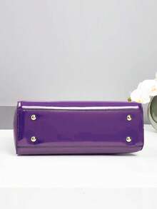 Bộ túi xách thời trang mới dành cho mẹ và con gái, túi xách cỡ lớn in họa tiết da cá sấu bóng bẩy. - Màu tím - Xem 5