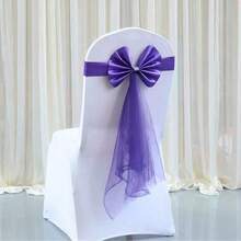 1pc Chair Back Decoration Bowknot, No Need To Tie, For Wedding, Party, Chair Cover - Multicolor - View 11