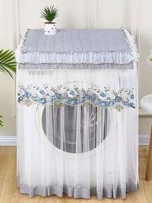 1pc Lace Edged Washing Machine Cover, Side Opening Design, Fits 8-10kg Fully Automatic Washing Machines, Home Appliance Dust Cover Storage Organizer - Multicolor - View 9