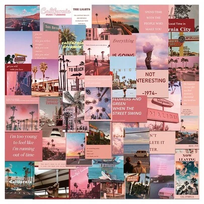 50pcs California Street Scenery Stickers, Creative Graffiti Stickers For Notebook, Laptop, Phone Scrapbook Supplies Scrapbooking