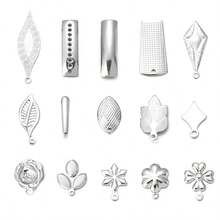 10个/包 不锈钢叶子、树、三叶草、菱形耳钩，简约时尚不褪色耳环配件，DIY珠宝制作耳环组件 - 附吊耳釘 - 查看 2