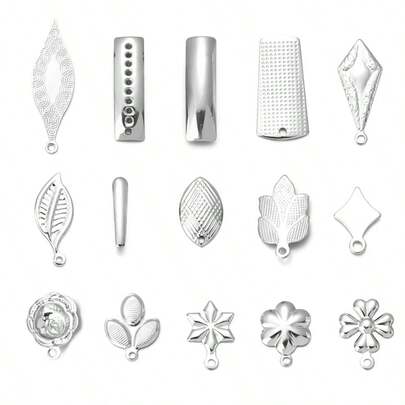 10个/包 不锈钢叶子、树、三叶草、菱形耳钩，简约时尚不褪色耳环配件，DIY珠宝制作耳环组件